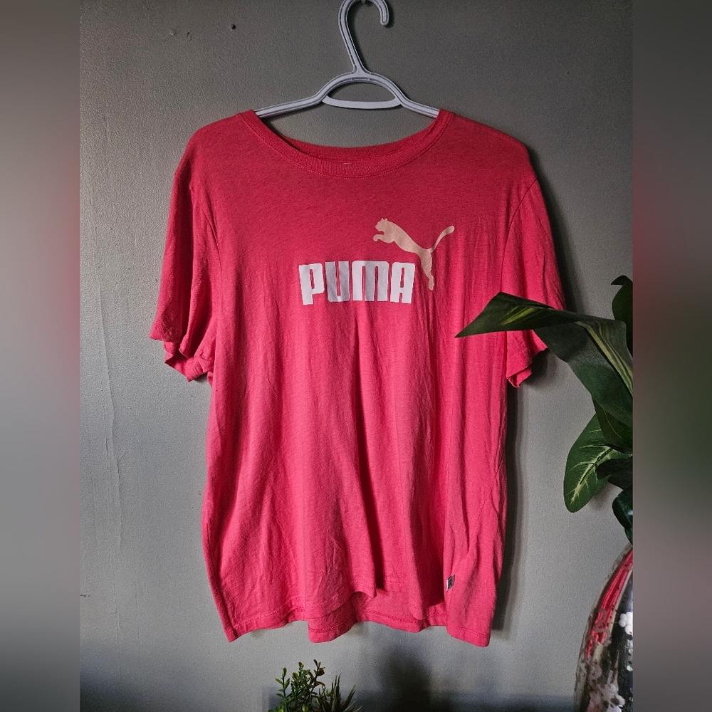 Puma  Hot Pink Logo Short Sleeve Tee
